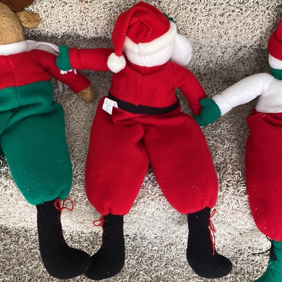 Xmas Christmas Holiday Long Legged Reindeer Snowman Santa Claus Plush Dolls Set - Picture 7 of 12